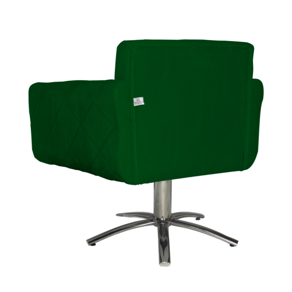 Poltrona Decorativa Isabela em Tressê Pés Metal Giratório Suede Verde - DS Estofados