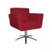 Poltrona Decorativa Isabela em Tressê Pés Metal Giratório Suede Vermelho - DS Estofados