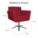 Poltrona Decorativa Isabela em Tressê Pés Metal Giratório Suede Vermelho - DS Estofados