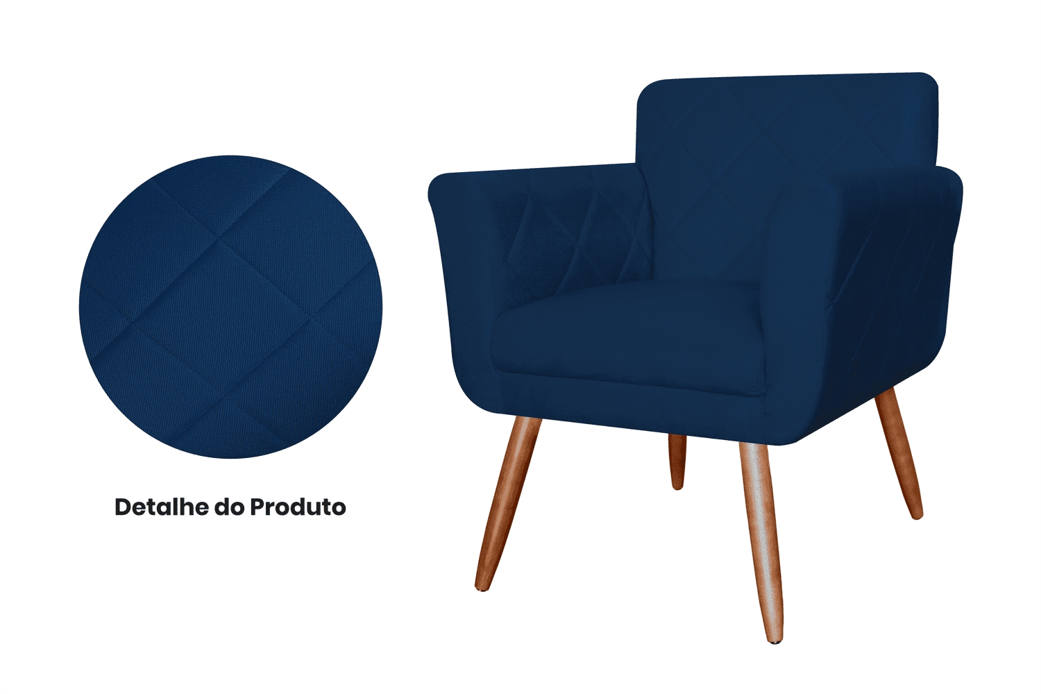 Poltrona Decorativa Isabela em Tressê Suede Azul Marinho - DS Estofados