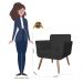 Poltrona Decorativa Isabela em Tressê Suede Preto - DS Estofados
