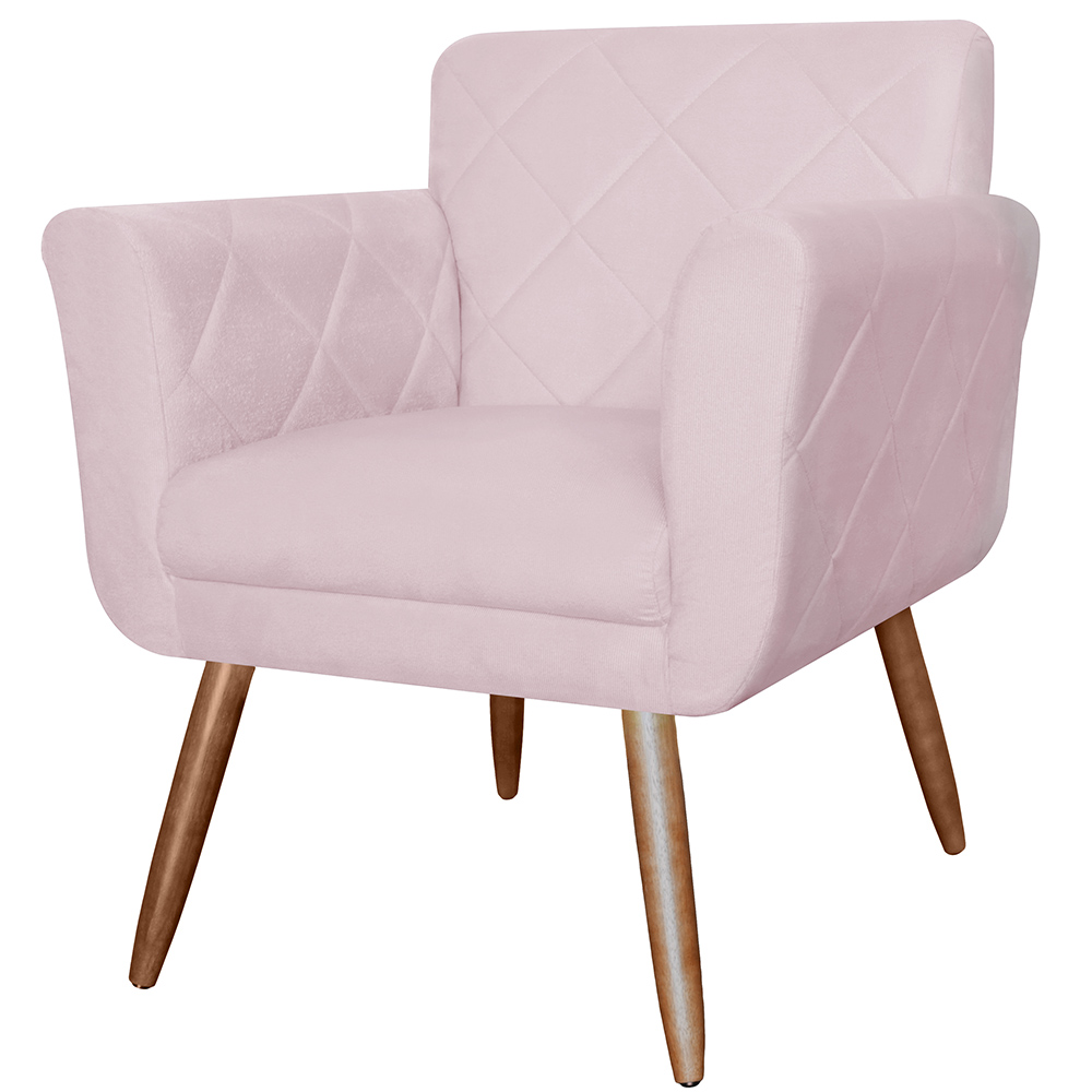 Poltrona Decorativa Isabela em Tressê Suede Rosê - DS Estofados