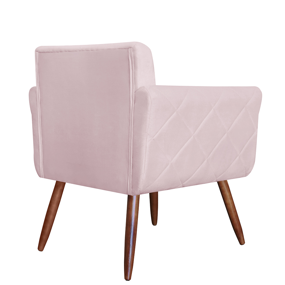 Poltrona Decorativa Isabela em Tressê Suede Rosê - DS Estofados