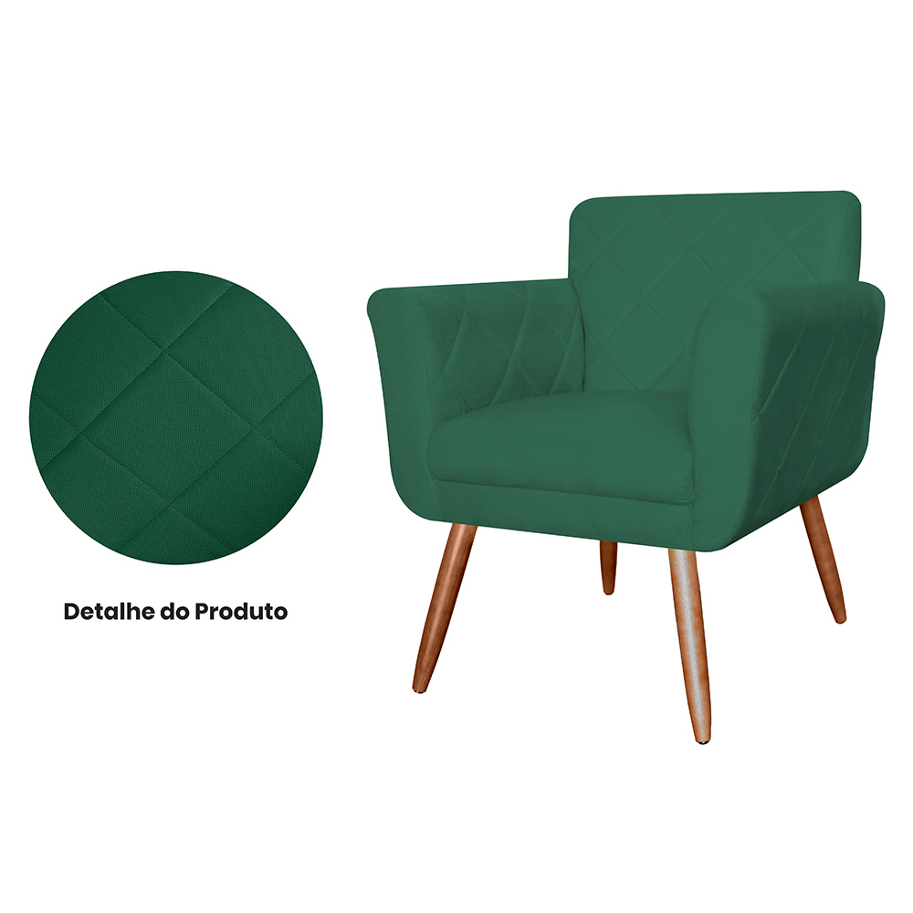 Poltrona Decorativa Isabela em Tressê Suede Verde - DS Estofados