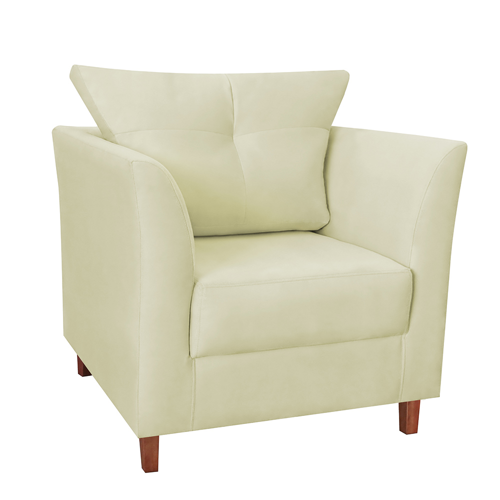 Poltrona Decorativa Isis Pés de Madeira Suede Bege - DS Estofados