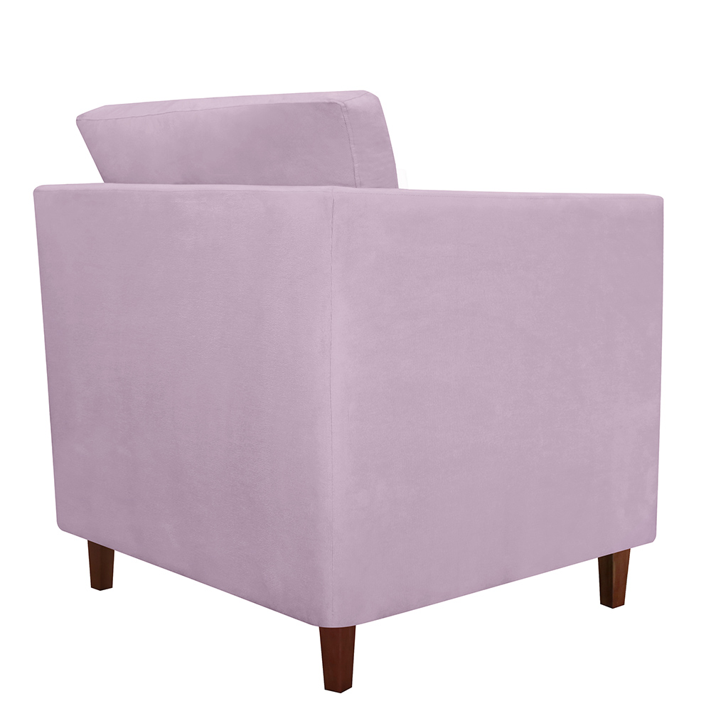 Poltrona Decorativa Isis Pés de Madeira Suede Rosa - DS Estofados