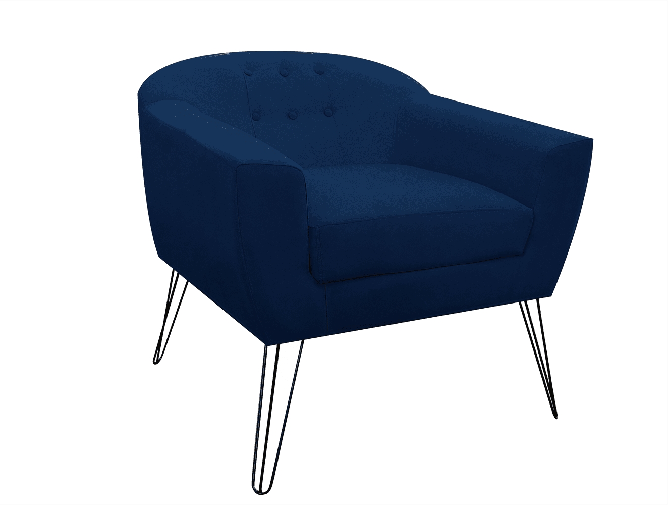 Poltrona Decorativa Jolly Pés Aramado Suede Azul Marinho - DS Estofados