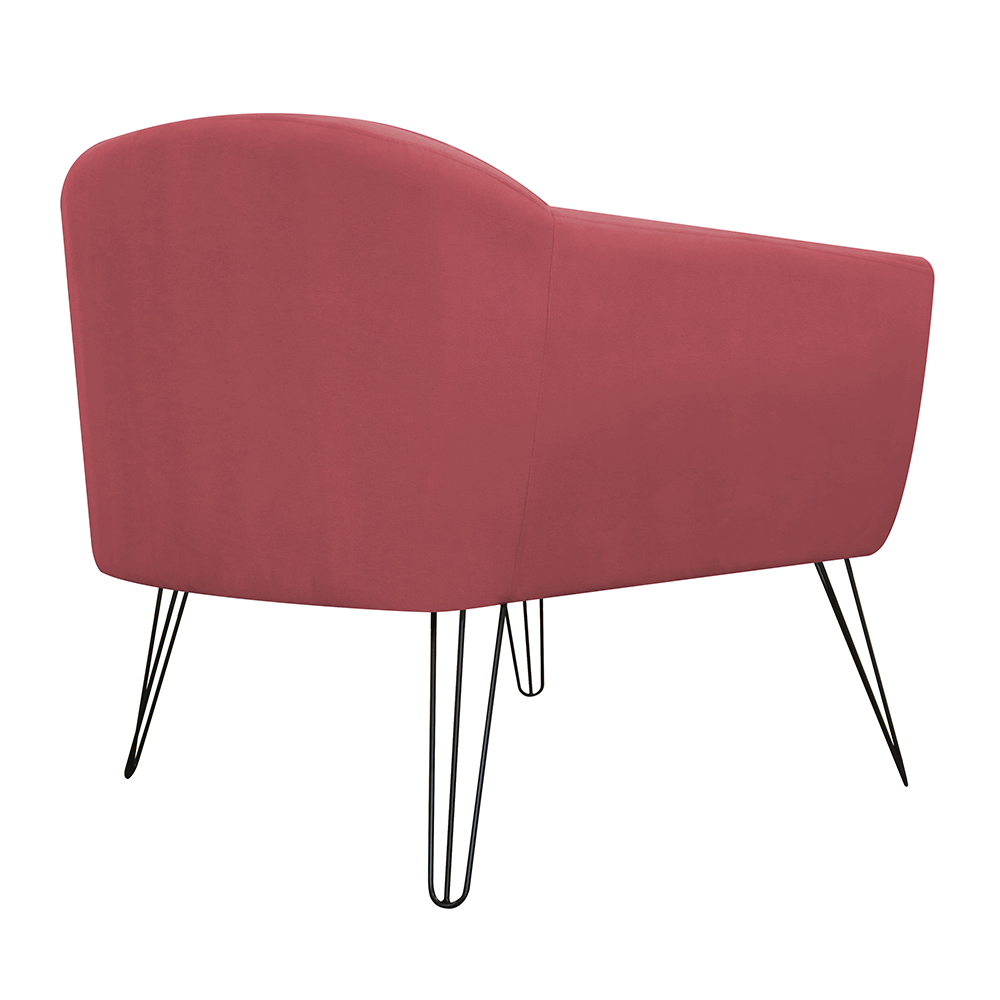 Poltrona Decorativa Jolly Pés Aramado Suede Bordô - DS Estofados
