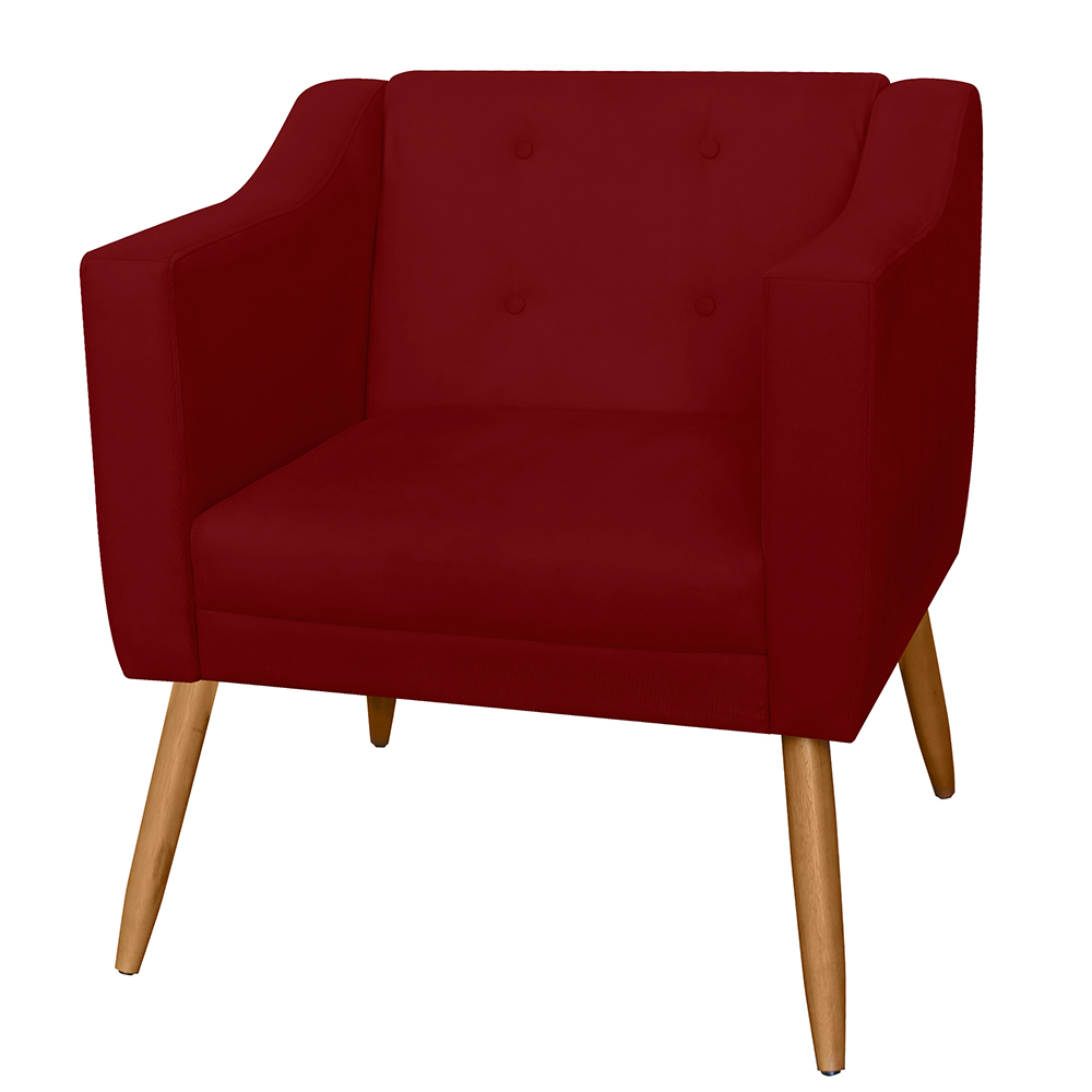 Poltrona Decorativa Lavinia Pés Palito Suede Bordô - DS Estofados