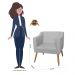 Poltrona Decorativa Lavinia Pés Palito Suede Branco - DS Estofados