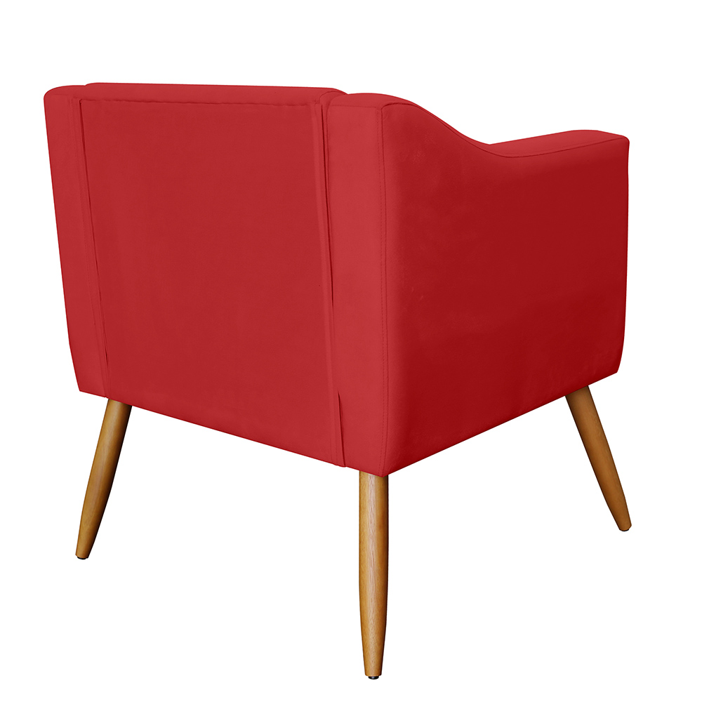 Poltrona Decorativa Lavinia Pés Palito Suede Vermelho - DS Estofados
