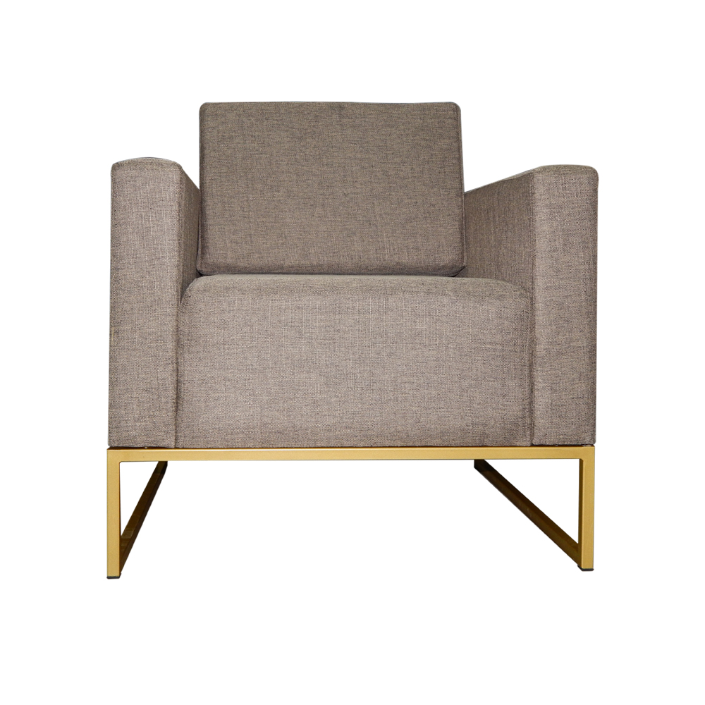 Poltrona Decorativa Leticia Slim Com Base de Metal Linho Cacau - DS Estofados