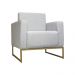 Poltrona Decorativa Leticia Slim Com Base de Metal Linho Cinza - DS Estofados