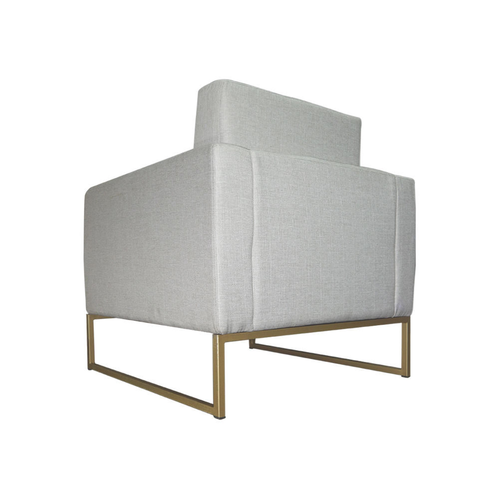 Poltrona Decorativa Leticia Slim Com Base de Metal Linho Cinza - DS Estofados
