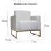 Poltrona Decorativa Leticia Slim Com Base de Metal Linho Cinza - DS Estofados
