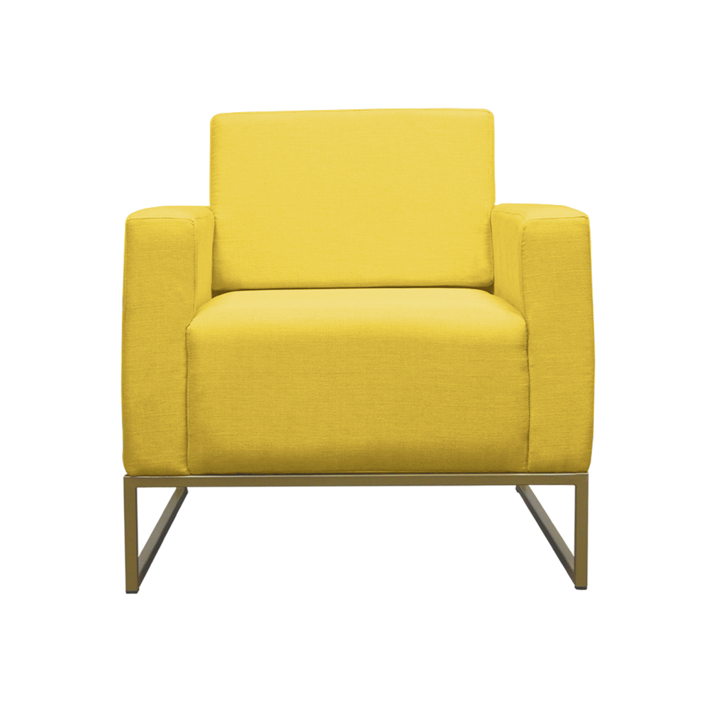 Poltrona Decorativa Leticia Slim Com Base de Metal Suede Amarelo - DS Estofados