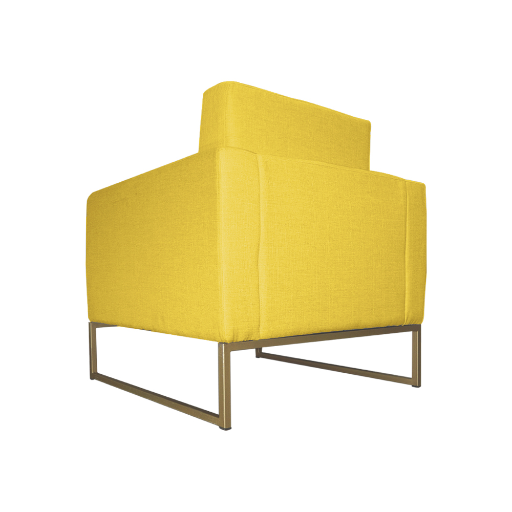 Poltrona Decorativa Leticia Slim Com Base de Metal Suede Amarelo - DS Estofados