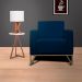 Poltrona Decorativa Leticia Slim Com Base de Metal Suede Azul Marinho - DS Estofados