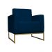 Poltrona Decorativa Leticia Slim Com Base de Metal Suede Azul Marinho - DS Estofados