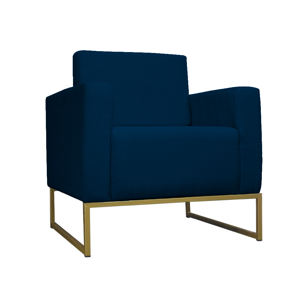 Poltrona Decorativa Leticia Slim Com Base de Metal Suede Azul Marinho - DS Estofados