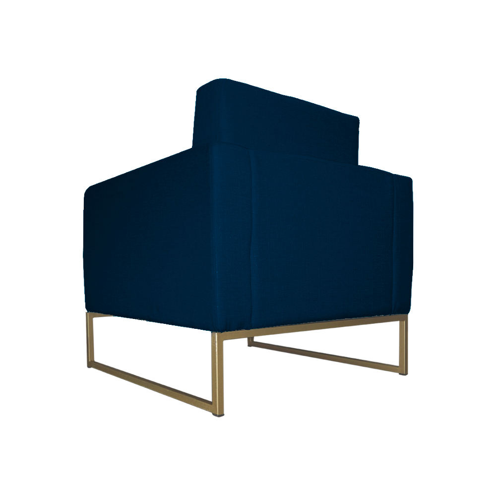Poltrona Decorativa Leticia Slim Com Base de Metal Suede Azul Marinho - DS Estofados