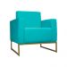 Poltrona Decorativa Leticia Slim Com Base de Metal Suede Azul Turquesa - DS Estofados