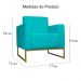 Poltrona Decorativa Leticia Slim Com Base de Metal Suede Azul Turquesa - DS Estofados