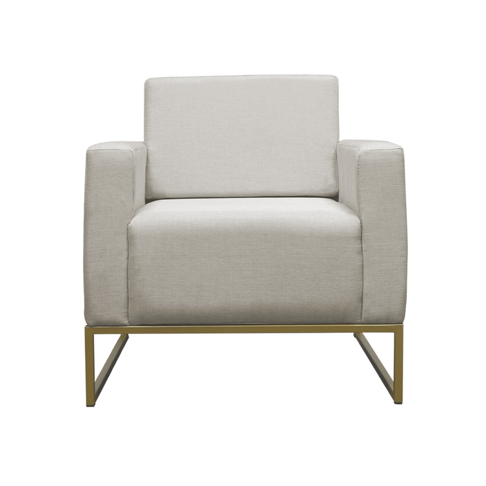 Poltrona Decorativa Leticia Slim Com Base de Metal Suede Bege - DS Estofados