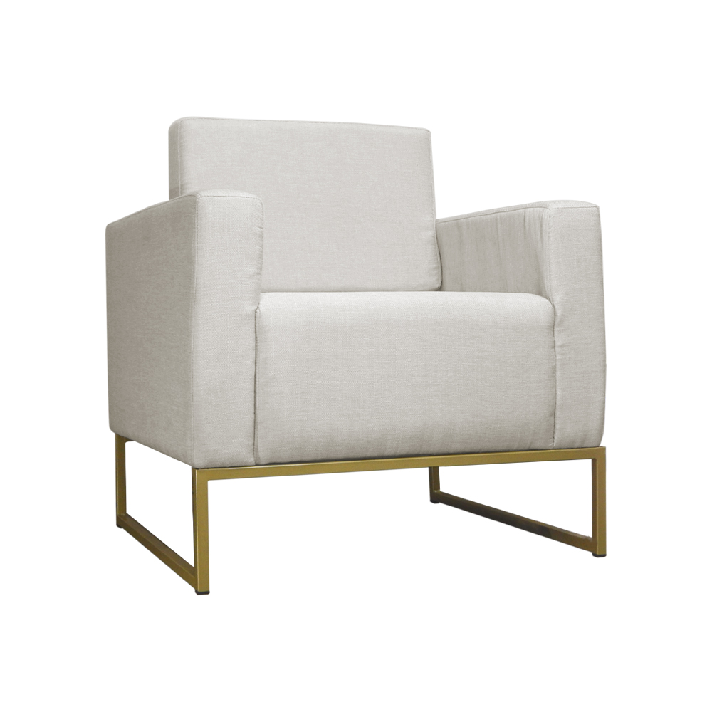 Poltrona Decorativa Leticia Slim Com Base de Metal Suede Bege - DS Estofados