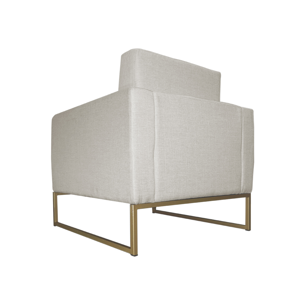 Poltrona Decorativa Leticia Slim Com Base de Metal Suede Bege - DS Estofados