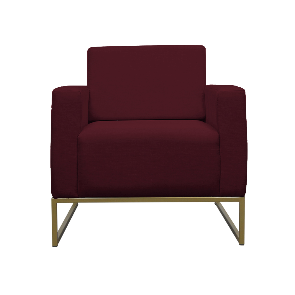 Poltrona Decorativa Leticia Slim Com Base de Metal Suede Bordô - DS Estofados