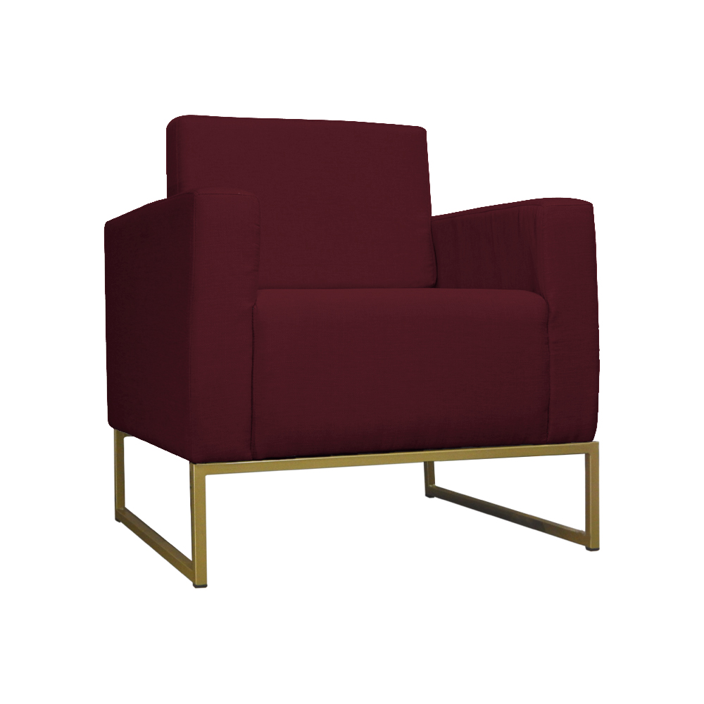 Poltrona Decorativa Leticia Slim Com Base de Metal Suede Bordô - DS Estofados