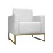 Poltrona Decorativa Leticia Slim Com Base de Metal Suede Branco - DS Estofados