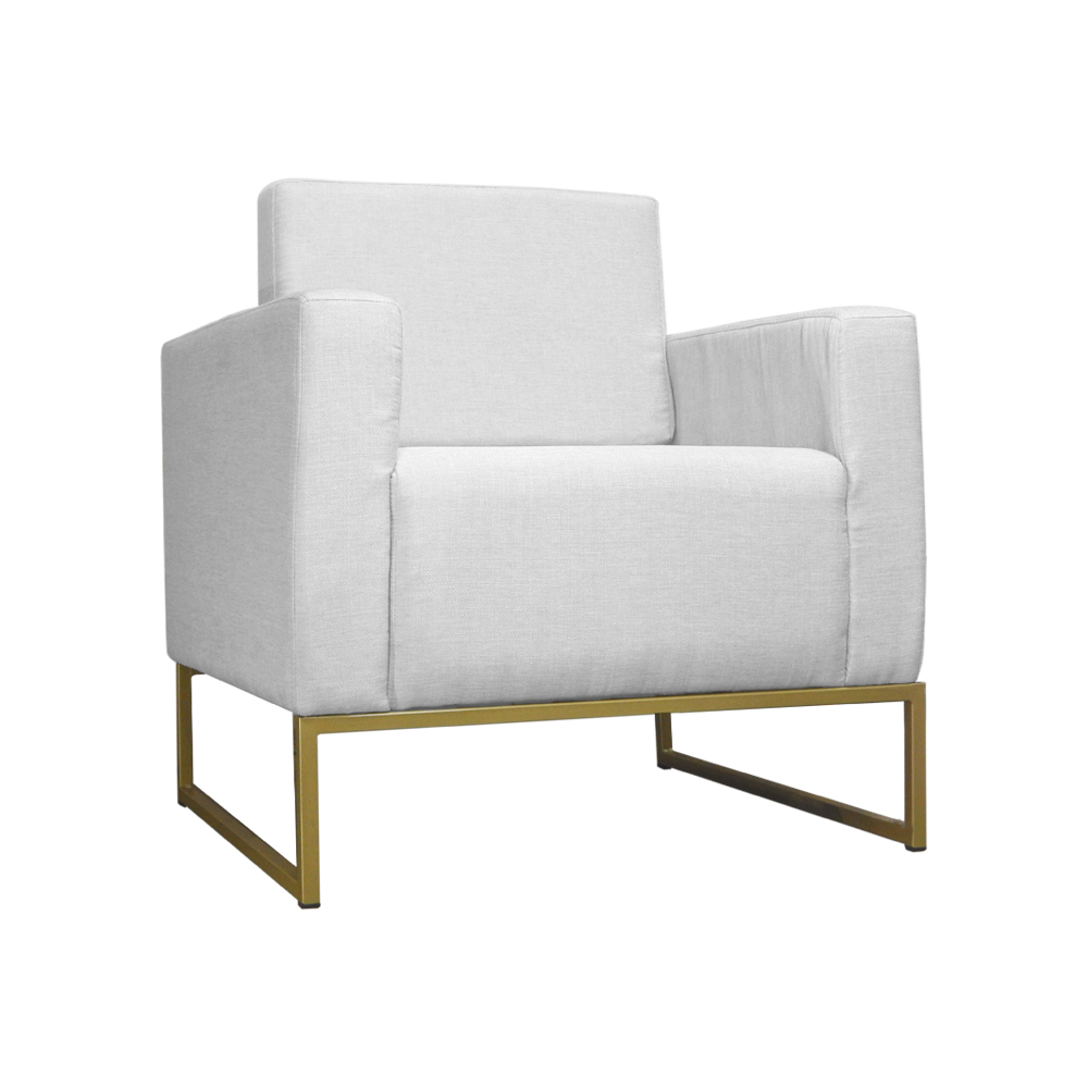 Poltrona Decorativa Leticia Slim Com Base de Metal Suede Branco - DS Estofados