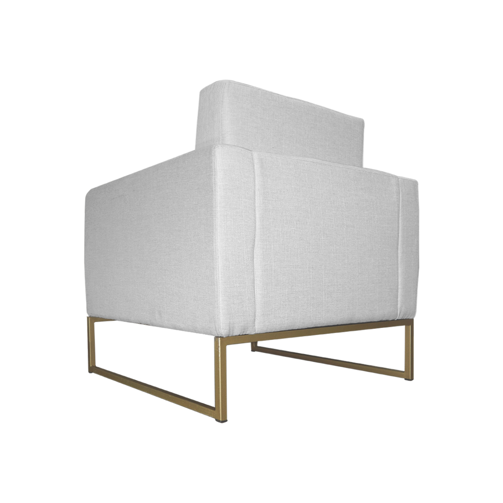 Poltrona Decorativa Leticia Slim Com Base de Metal Suede Branco - DS Estofados