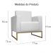 Poltrona Decorativa Leticia Slim Com Base de Metal Suede Branco - DS Estofados