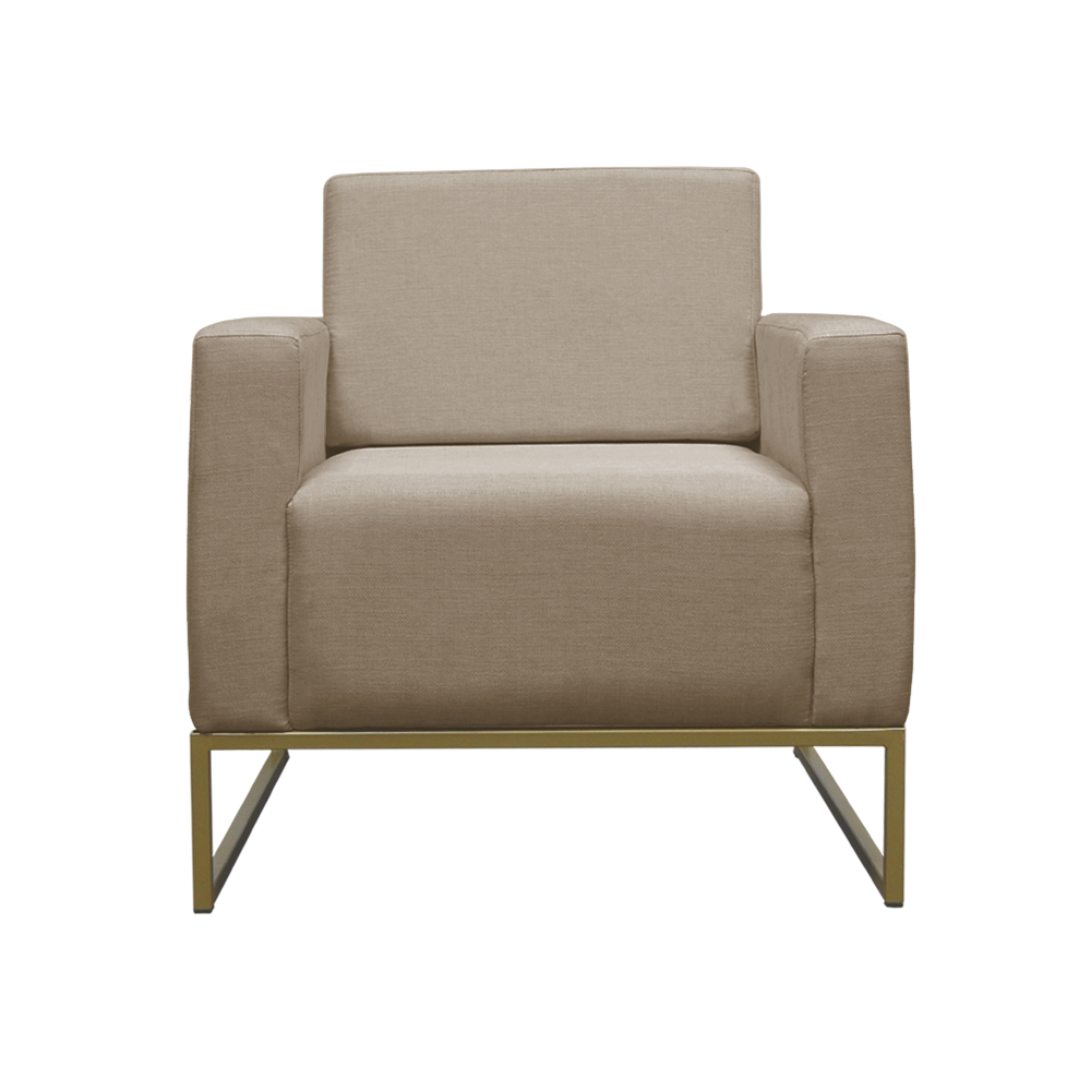Poltrona Decorativa Leticia Slim Com Base de Metal Suede Capuccino - DS Estofados
