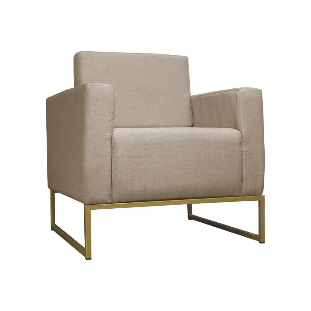 Poltrona Decorativa Leticia Slim Com Base de Metal Suede Capuccino - DS Estofados