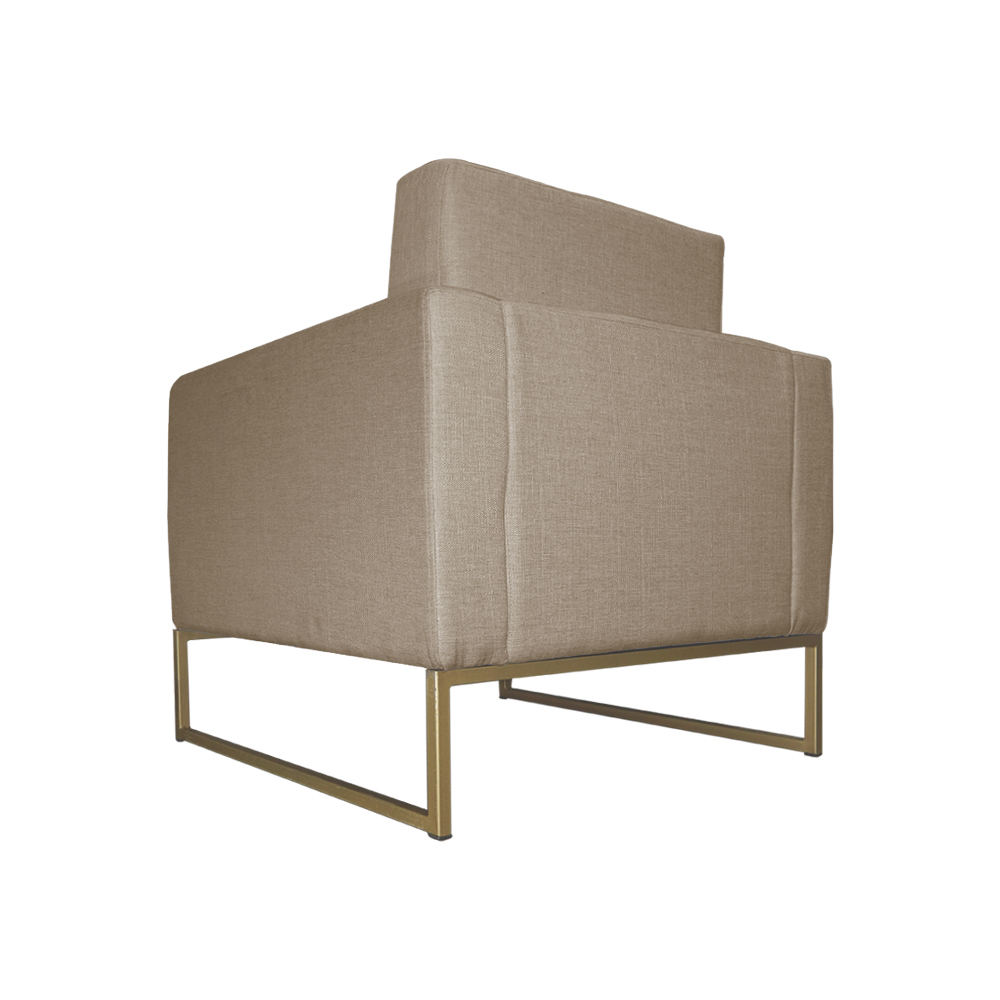 Poltrona Decorativa Leticia Slim Com Base de Metal Suede Capuccino - DS Estofados
