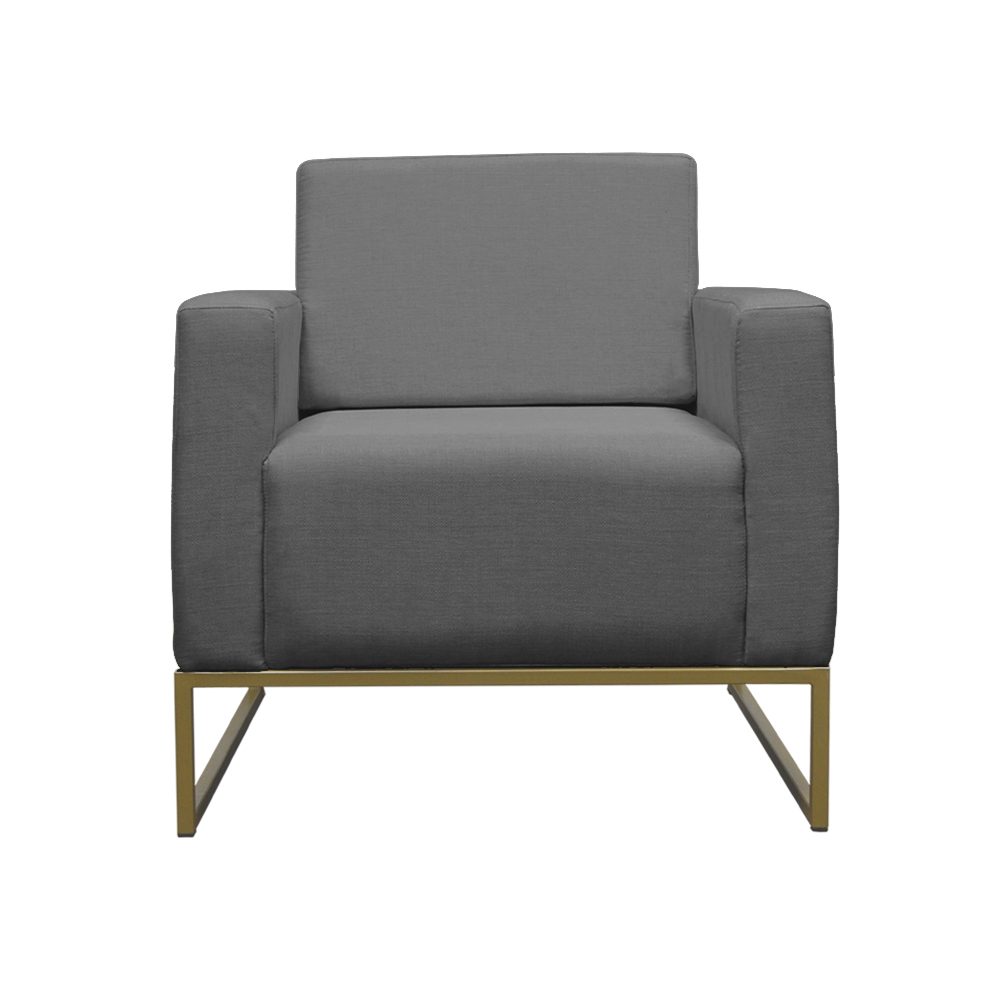 Poltrona Decorativa Leticia Slim Com Base de Metal Suede Cinza - DS Estofados