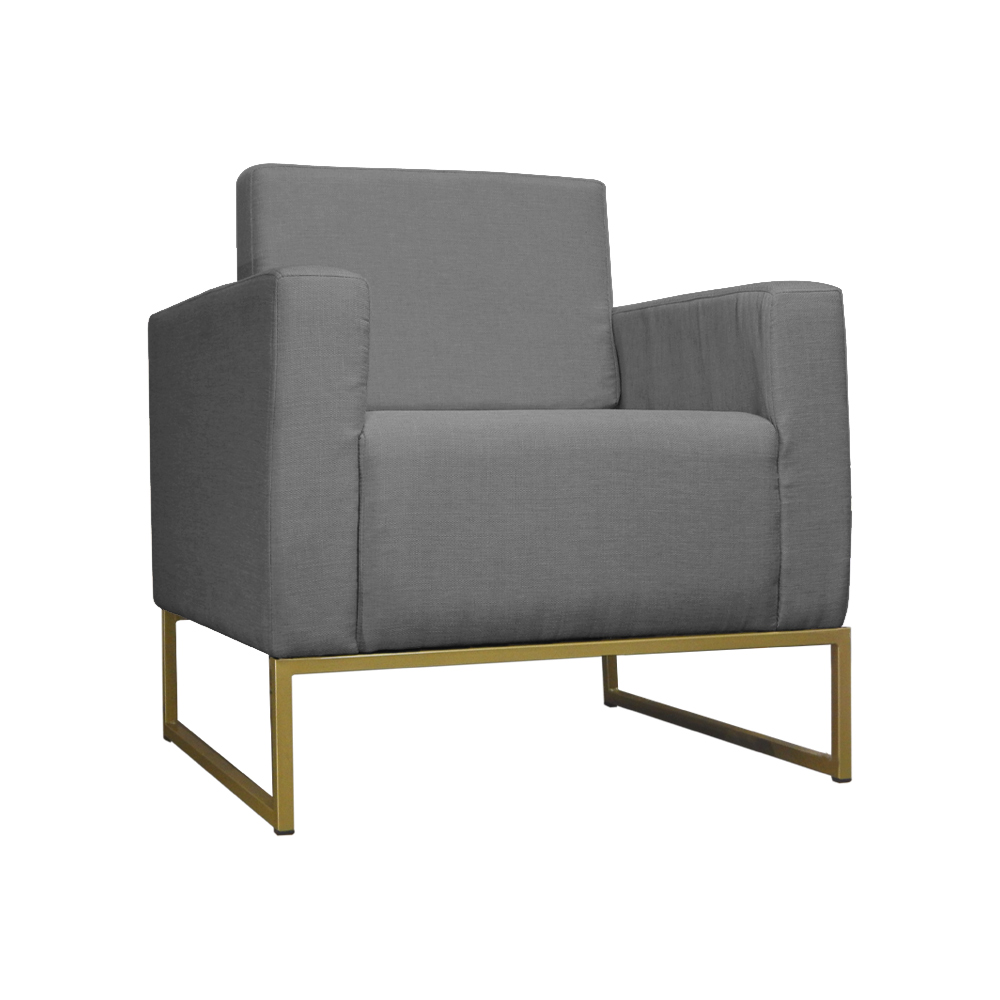 Poltrona Decorativa Leticia Slim Com Base de Metal Suede Cinza - DS Estofados