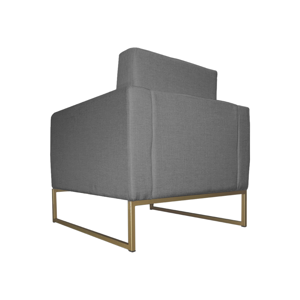 Poltrona Decorativa Leticia Slim Com Base de Metal Suede Cinza - DS Estofados