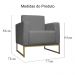Poltrona Decorativa Leticia Slim Com Base de Metal Suede Cinza - DS Estofados