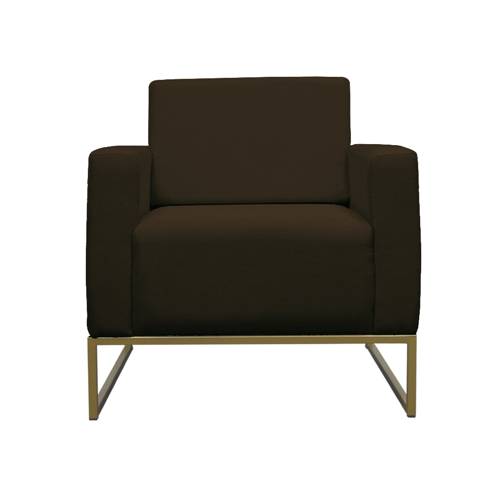 Poltrona Decorativa Leticia Slim Com Base de Metal Suede Marrom - DS Estofados