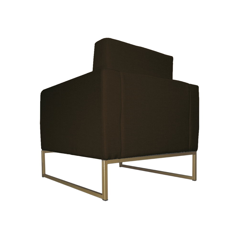Poltrona Decorativa Leticia Slim Com Base de Metal Suede Marrom - DS Estofados
