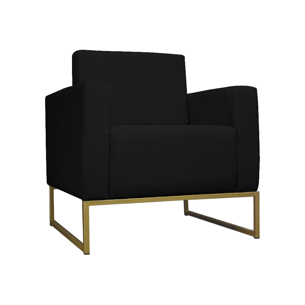 Poltrona Decorativa Leticia Slim Com Base de Metal Suede Preto - DS Estofados
