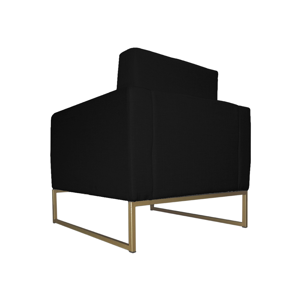 Poltrona Decorativa Leticia Slim Com Base de Metal Suede Preto - DS Estofados