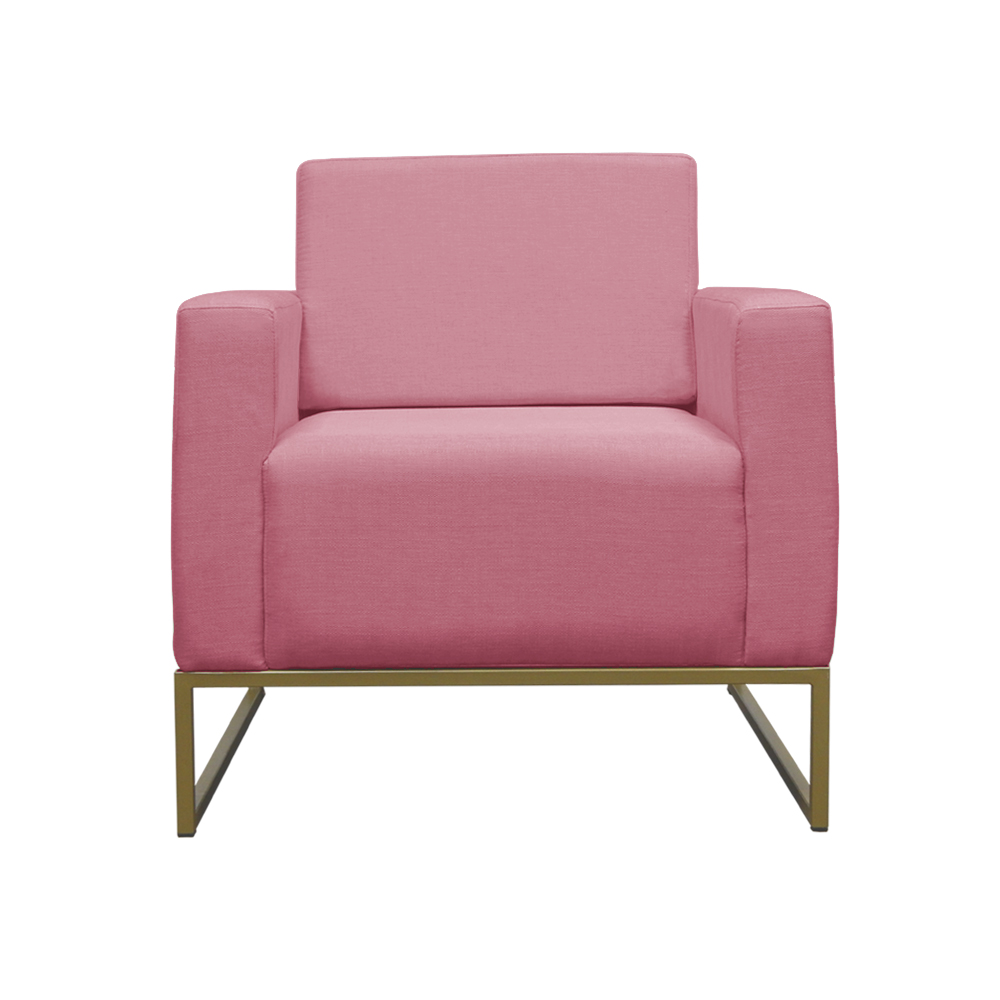 Poltrona Decorativa Leticia Slim Com Base de Metal Suede Rosa - DS Estofados