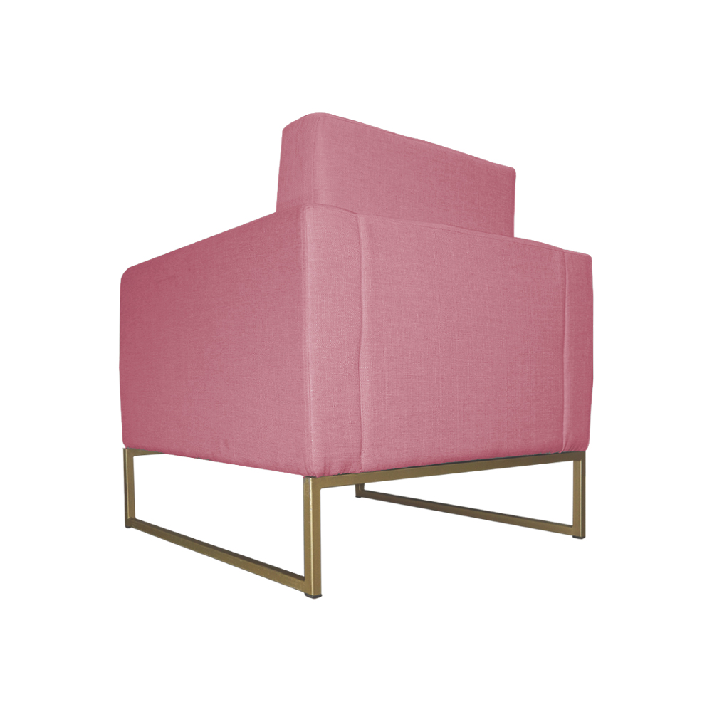 Poltrona Decorativa Leticia Slim Com Base de Metal Suede Rosa - DS Estofados