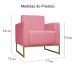Poltrona Decorativa Leticia Slim Com Base de Metal Suede Rosa - DS Estofados
